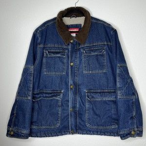 Vintage Wrangler Denim Sherpa Lined Chore Coat Barn Jacket Mens 3XL RN 15101